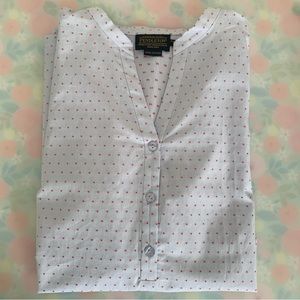 NWT Pendleton Tunic Large Petite. Lt. blue w/ mini red polka dots. 3/4 sleeves.